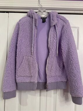 Hot Topic Lilac Sherpa Hooded Zip-Up Jacket